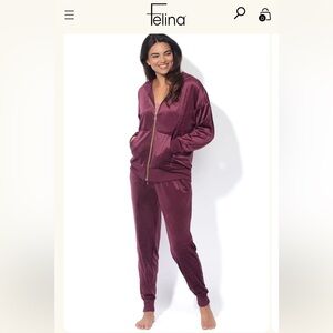 Burgundy Velour Tracksuit